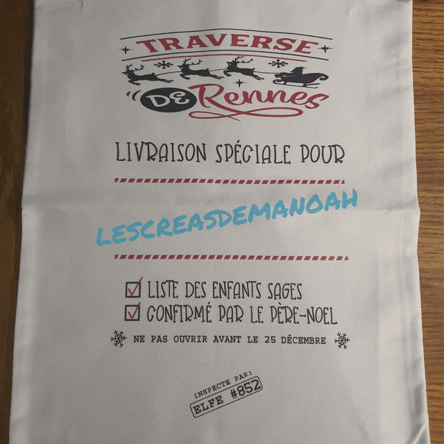 Hotte de Noël personnalisée 